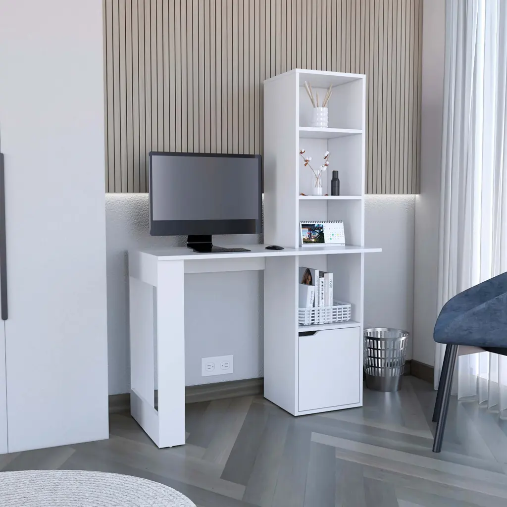 White Writing Desk Bookcase and Cabinet Particle Board depot e-shop