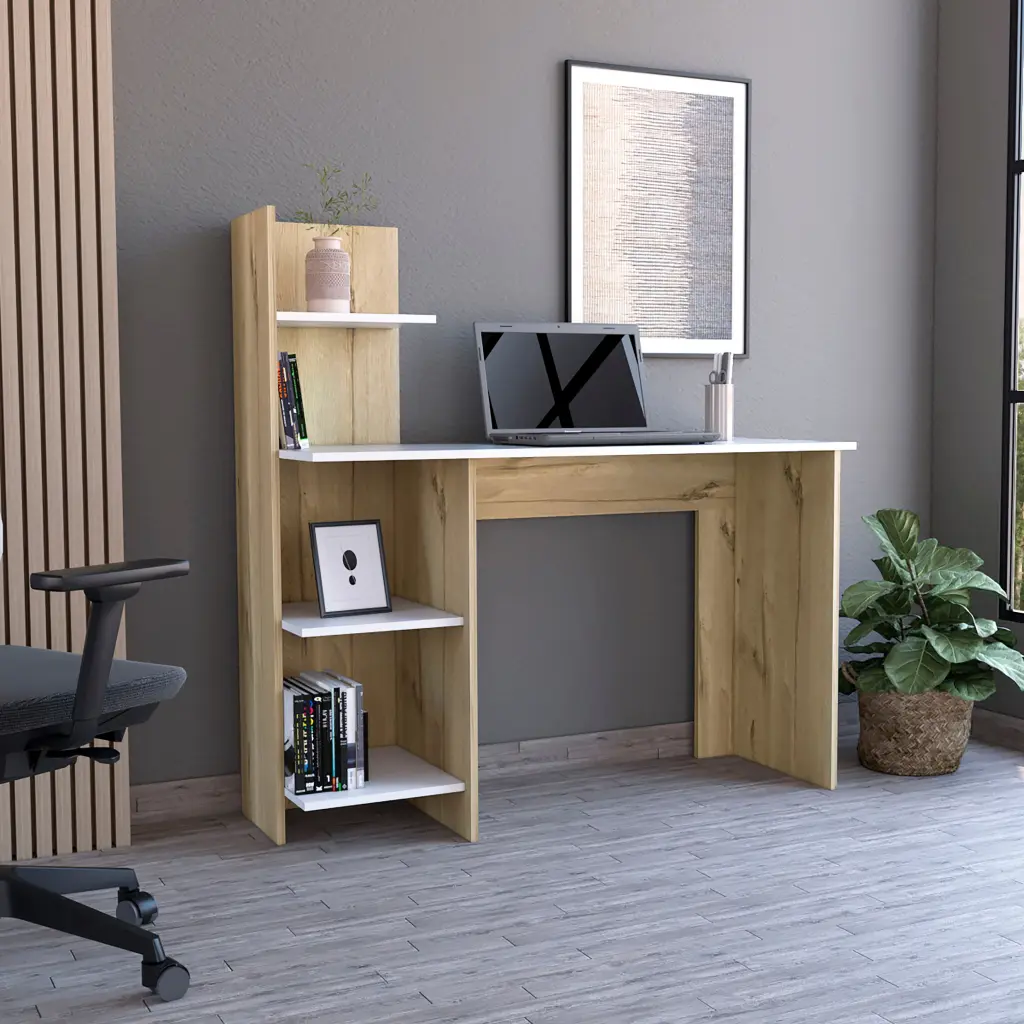Writing Desk Four Shelves White Pine Multicolor Particle Board depot e-shop