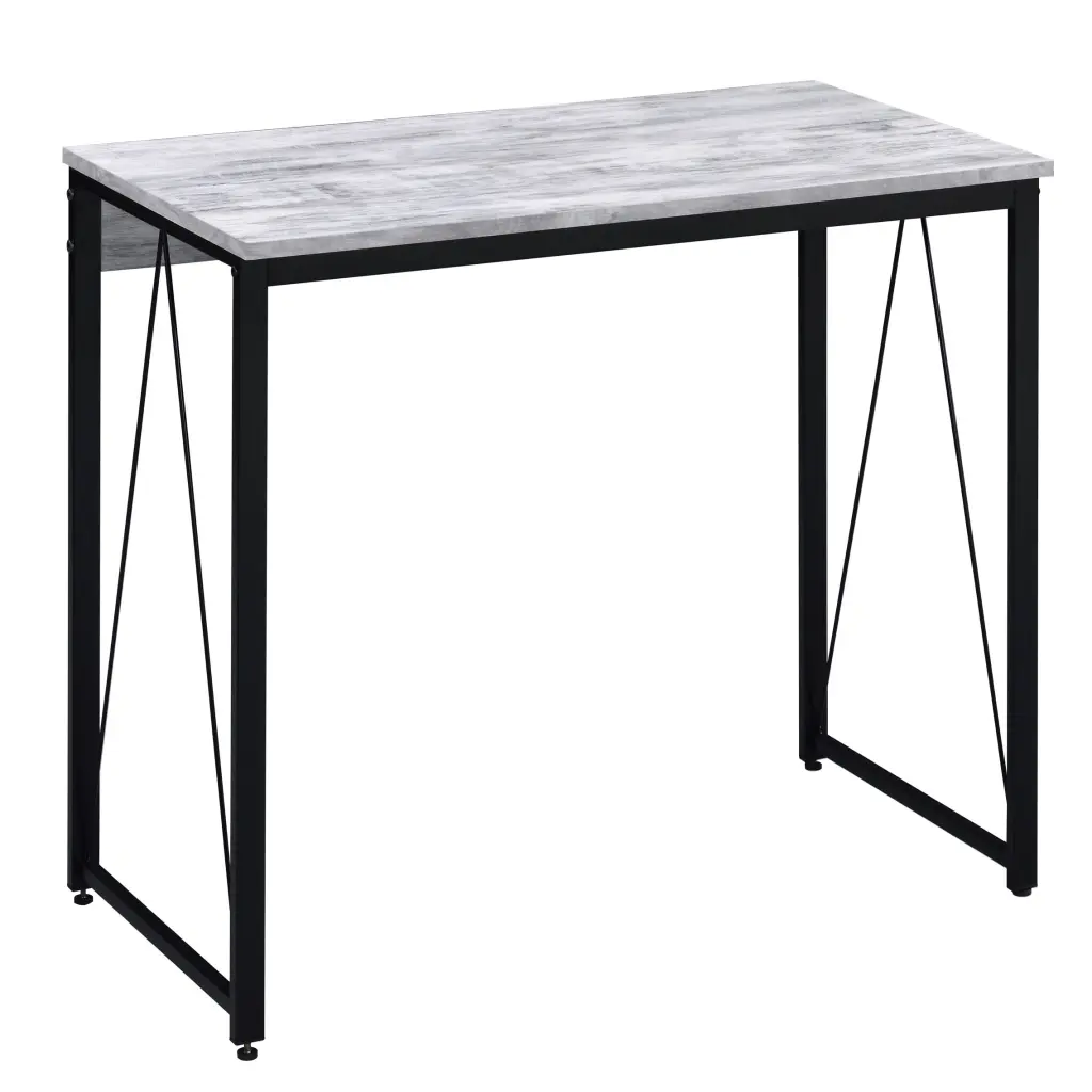 Antique White and Black 35.5 Inch Writing Desk Metal Sled Base furniture max