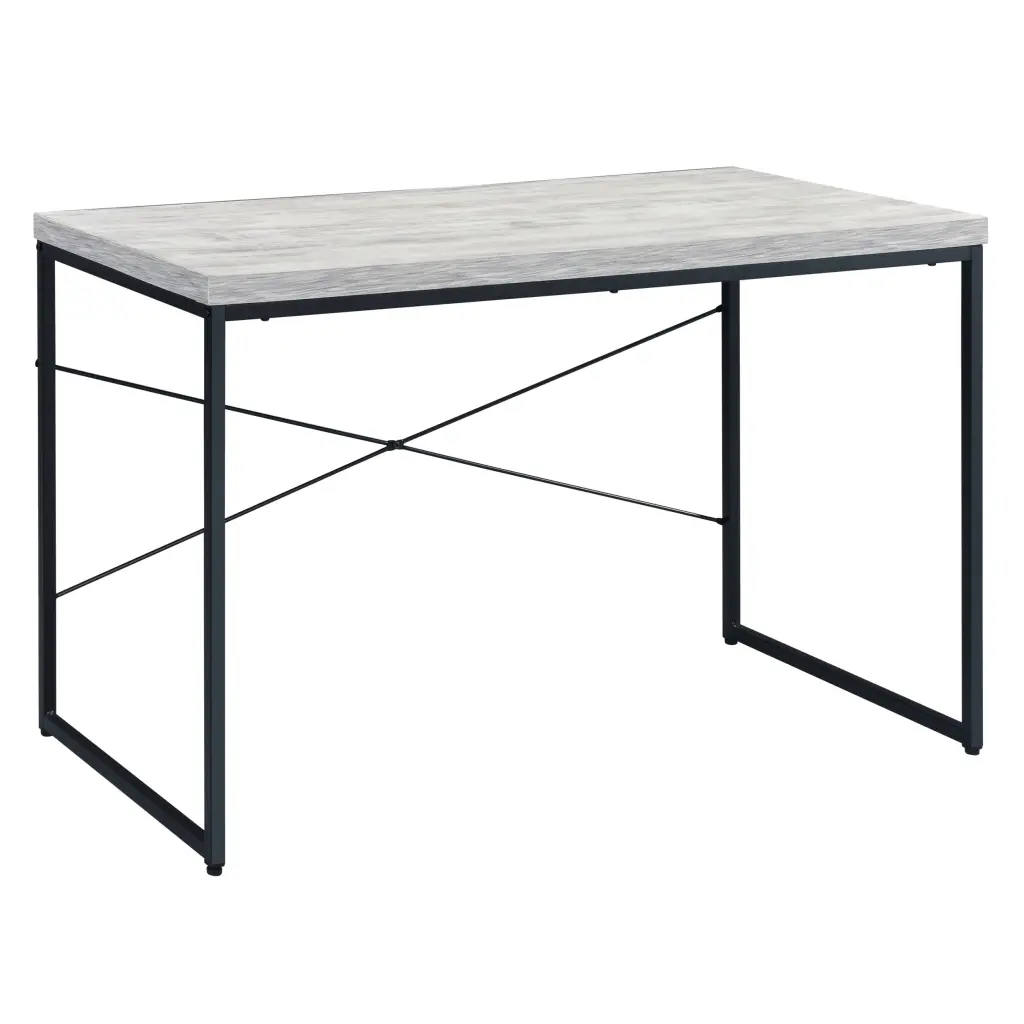 Antique White and Black Writing Desk Metal Sled Base furniture max