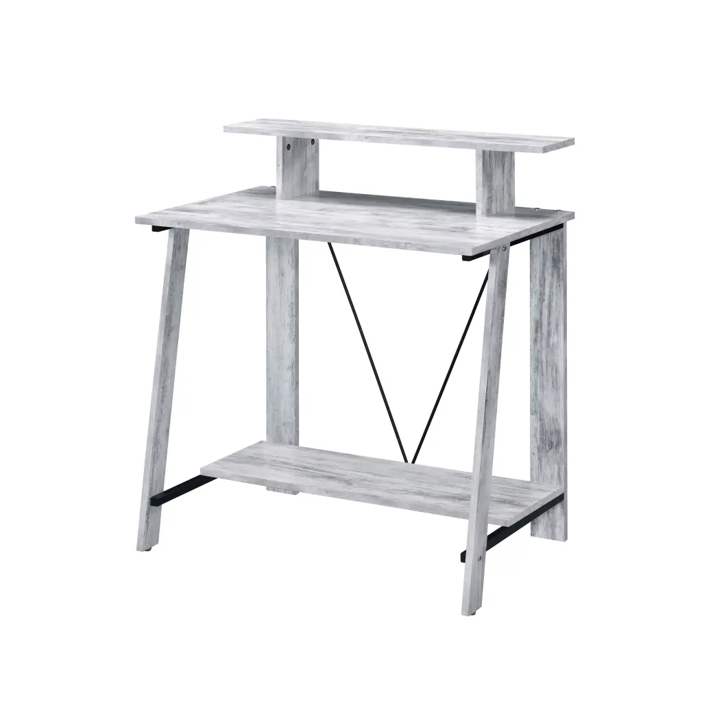 Antique White And Black Writing Desk Upper Shelf Grey Office Desk Vintage Style furniture max