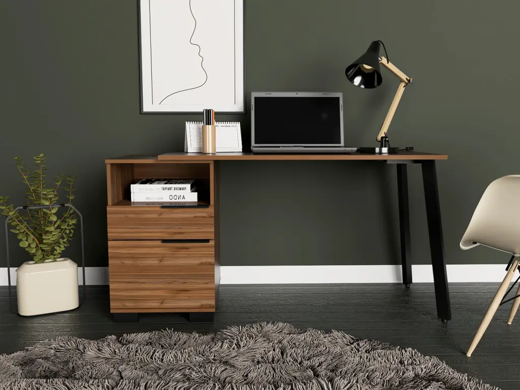 Mahogany Writing Desk Constructed Cabinet Brown Particle Board furniture max