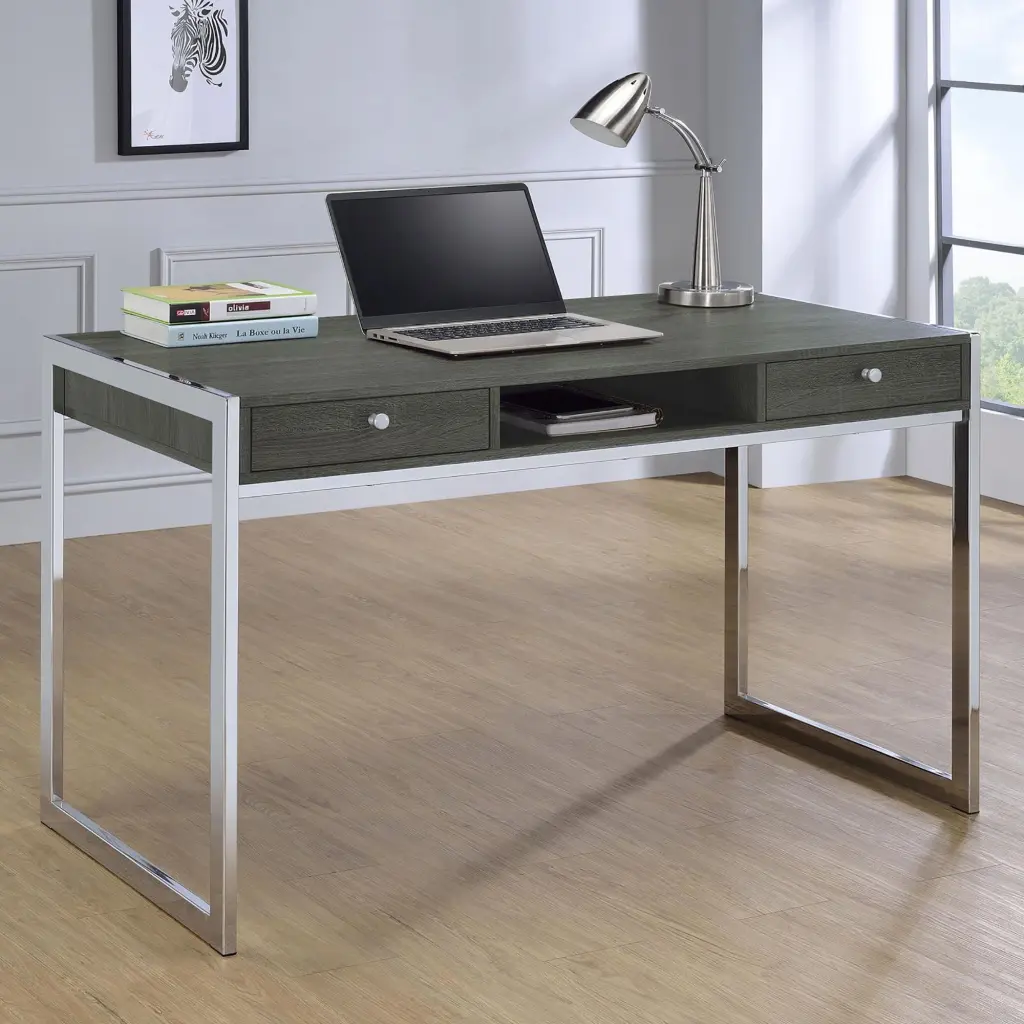 Weathered Grey 2 Drawer Writing Desk Grey Gray Writing Desk Office Computer Desk furniture max