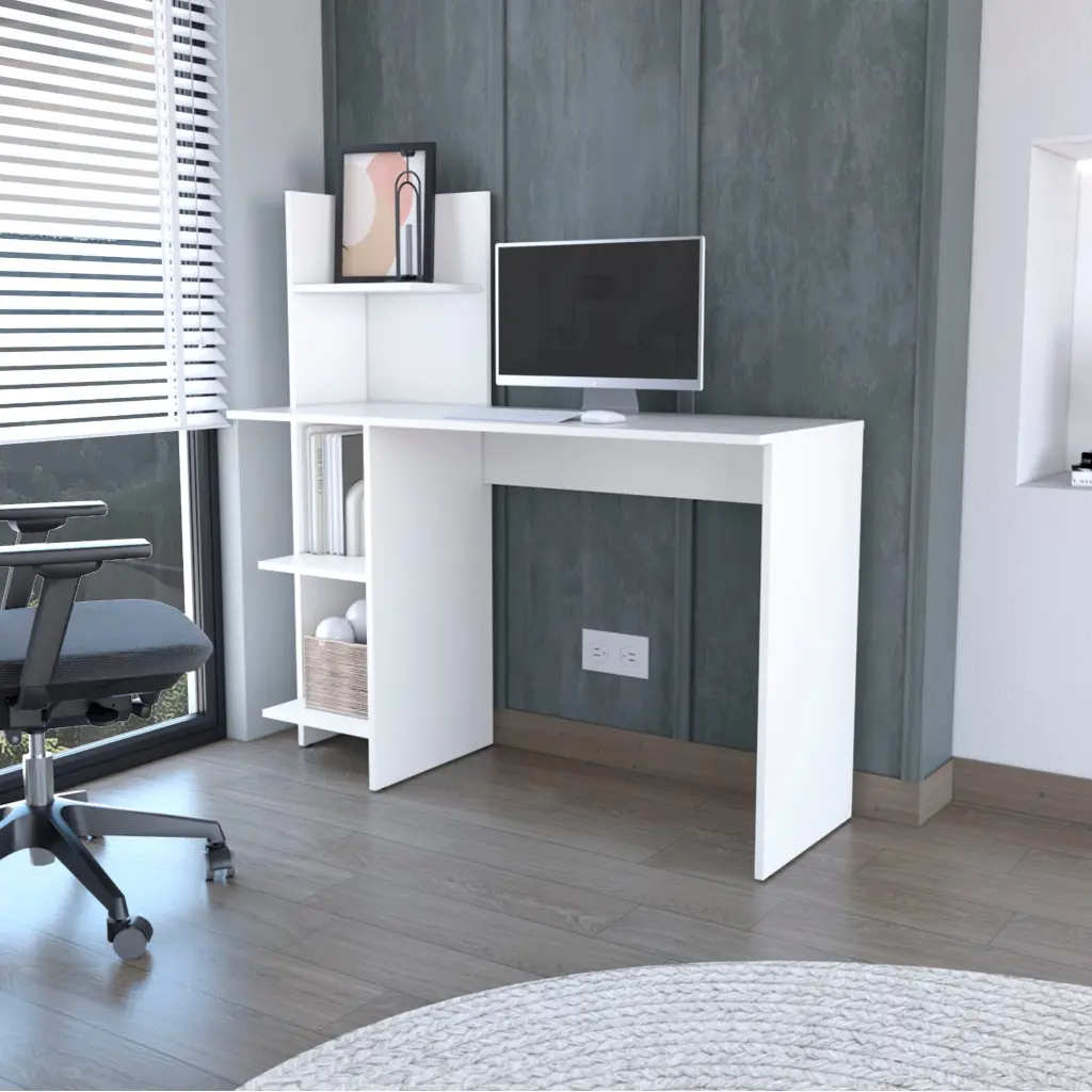 White Four Shelf Writing Desk Office Rectangle Desk Home furniture max