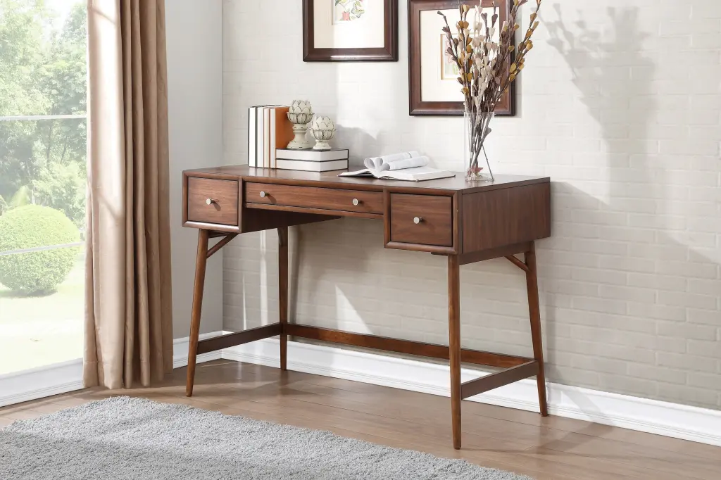Modern Counter Height Writing Desk Storage Drawers Brown kanepe