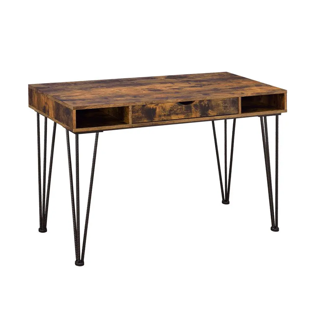 1 Drawer Writing Desk Antique Nutmeg and Dark Bronze Finish simple relax