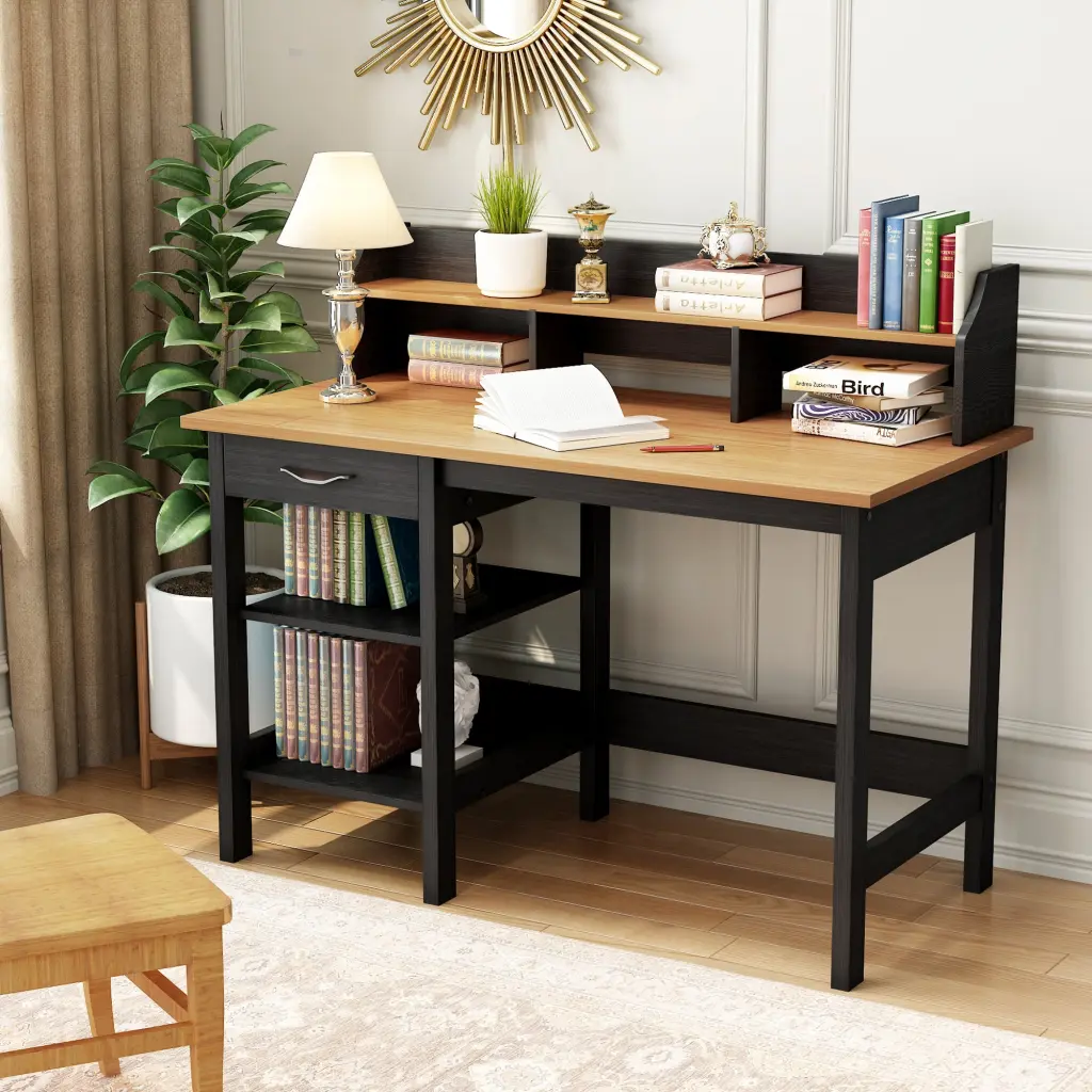 47 Inch Writing Desk Hutch Home Office Writing Desk Honey Maple singularity