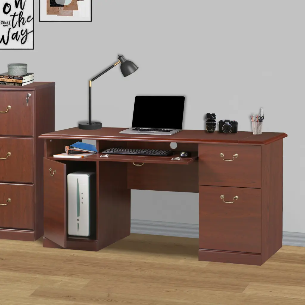60 Inch Writing Desk Timeless Cherry Finished Executive Desk Top singularity
