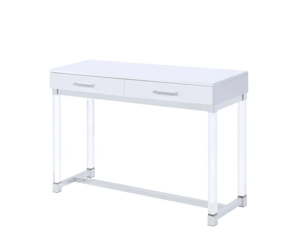 Everett Desk White White Wood Modern Writing Desk steve silver furniture