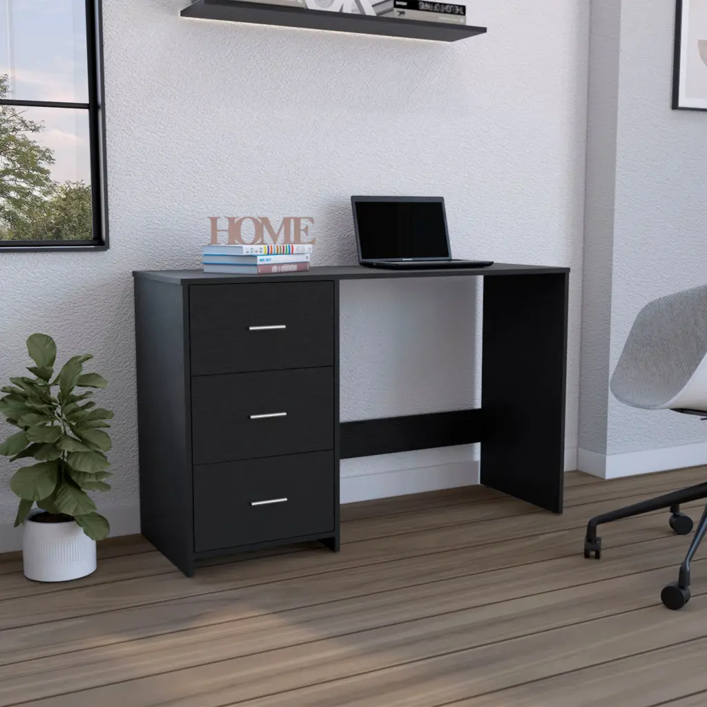 Writing Desk Riverside Three Drawers Black Wengue Finish Home Office treevol furniture