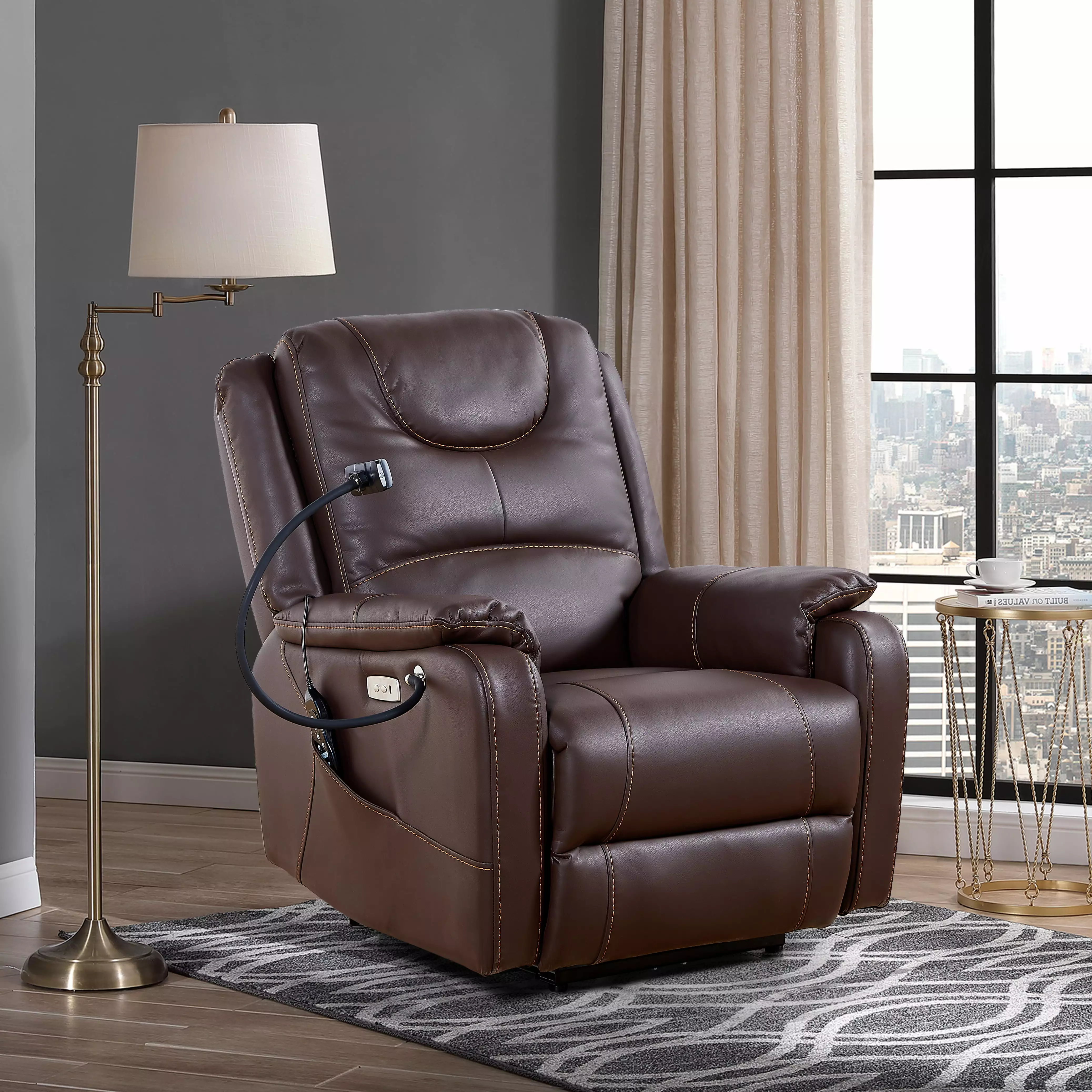 DeeHome Liyasi Zero Gravity Power Recliner Massage Heating Phone Holder USB Ports
