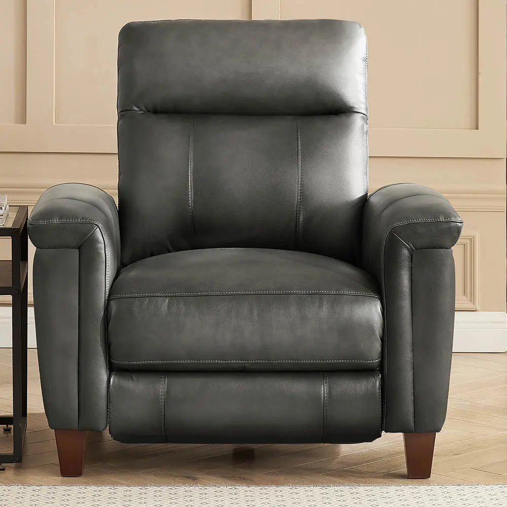 Sherwood Power Headrest Zero Gravity Recliner Gun Ash Memory Foam Genuine Leather Chair hydeline furniture